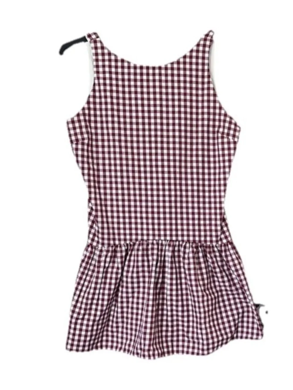 Peixoto Addison Gingham Mini Dress Merlot Size Large Drop Waist NWT - Picture 4 of 8